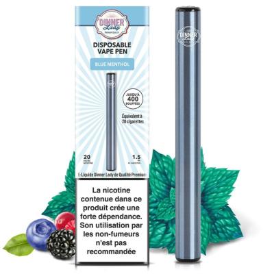 Vape Pen blue menthol Dinner Lady Batterie intégrée 350 mah - E-cigarette Jetable